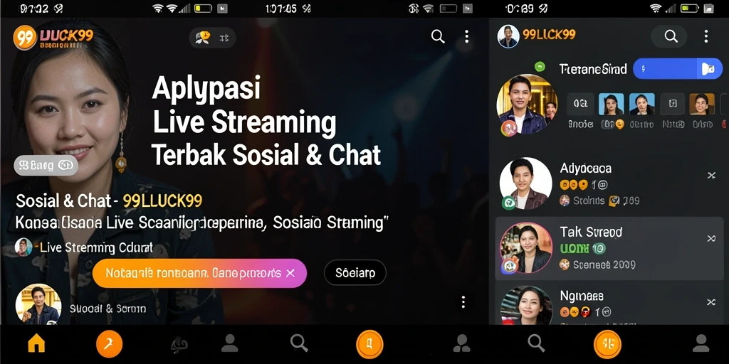 Antarmuka aplikasi 99LUCK99 menampilkan fungsi Live Streaming yang menarik dan mudah digunakan.
