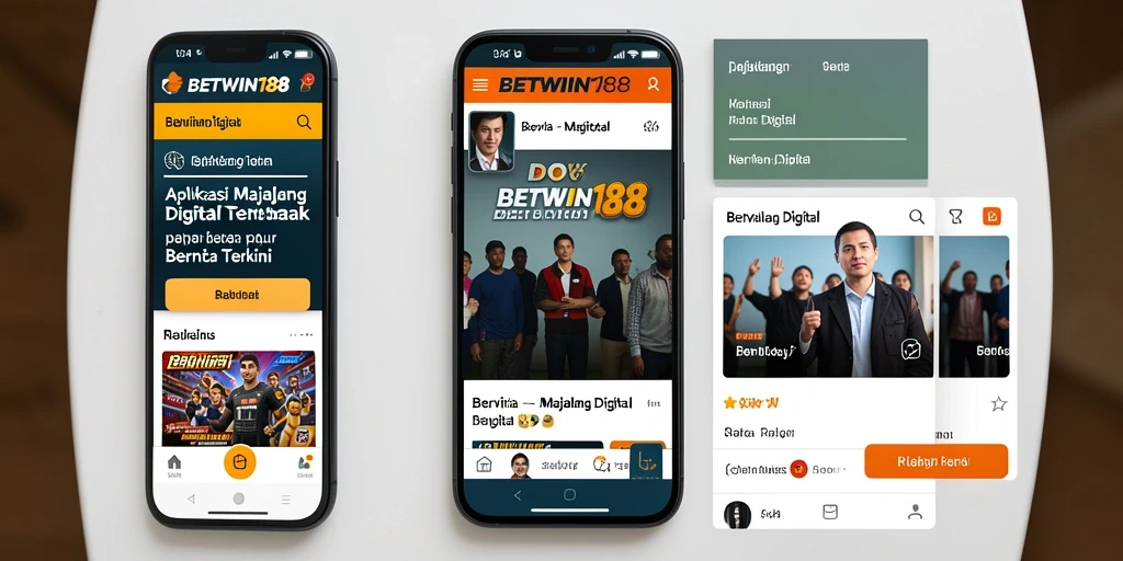 Antarmuka aplikasi BETWIN188 menampilkan berita terkini dengan desain yang menarik.