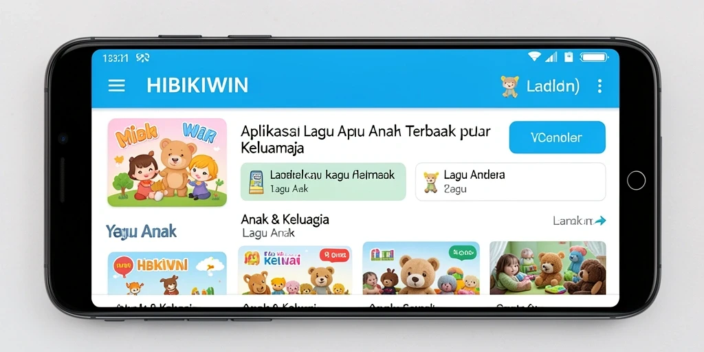 Tampilan antarmuka HIBIKIWIN dengan berbagai pilihan lagu anak.