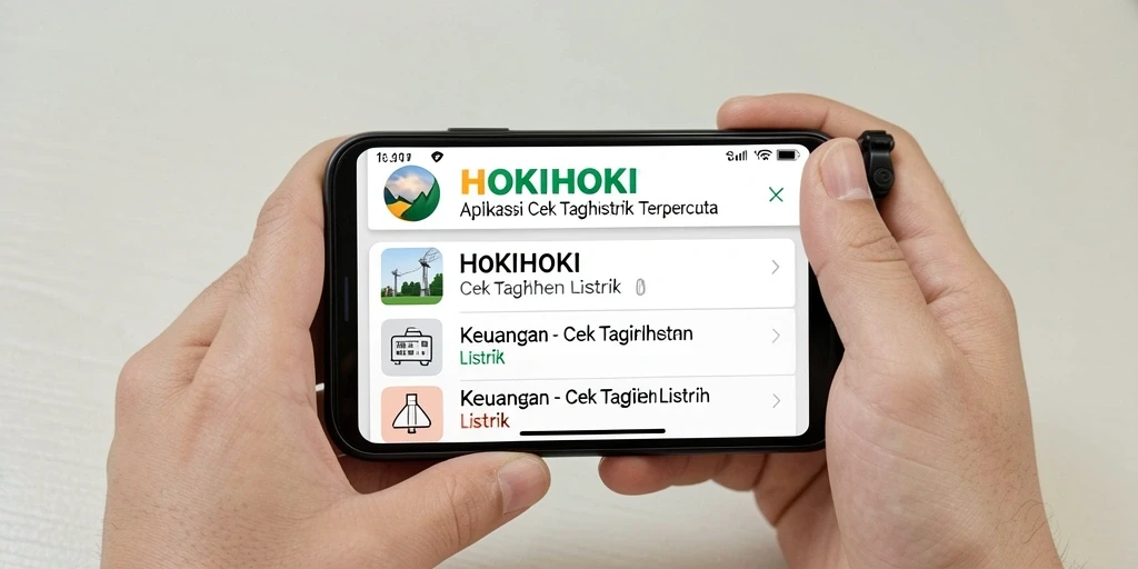 Tampilan antarmuka HOKIHOKI yang sederhana dan informatif untuk cek tagihan listrik.