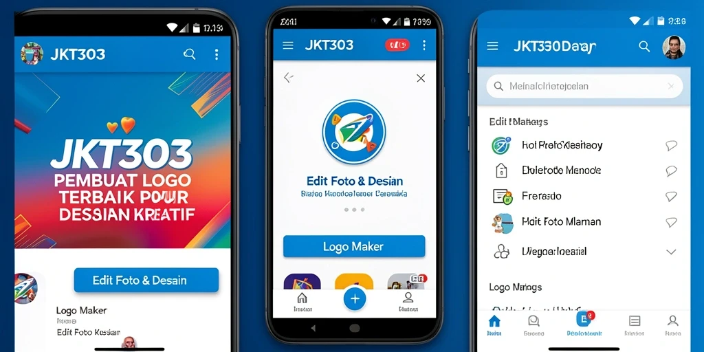 Antarmuka pengguna JKT303 yang intuitif untuk pembuatan logo.