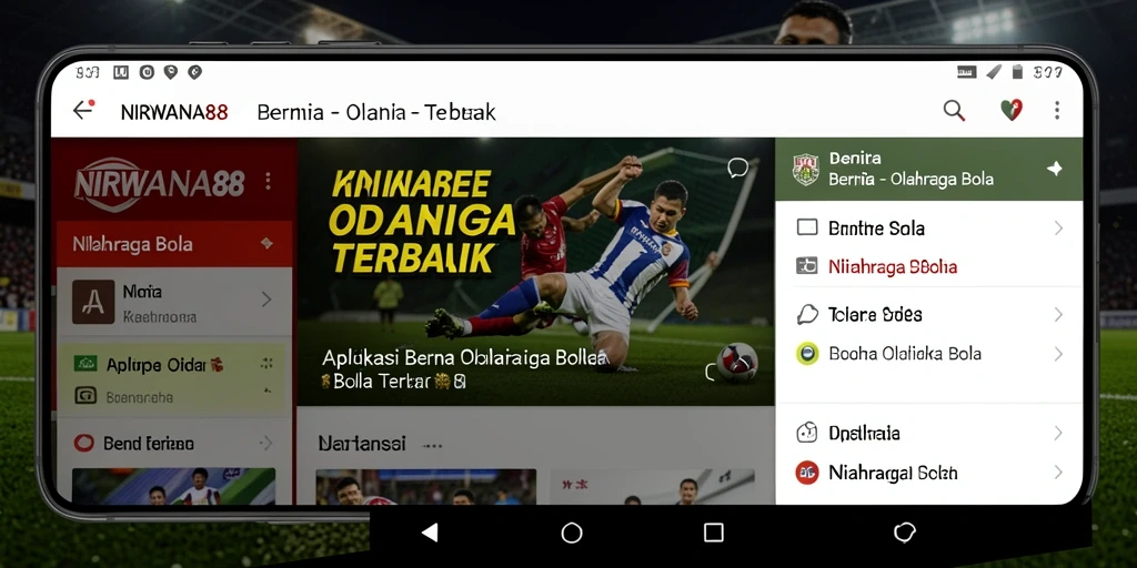 Antarmuka aplikasi NIRWANA88 dengan berita olahraga bola terkini.