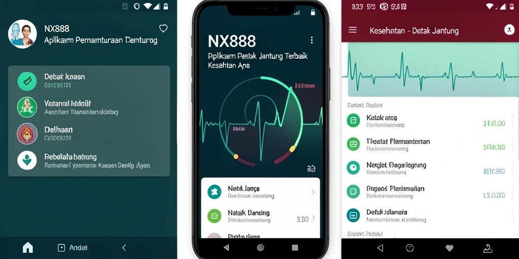 Antarmuka pengguna aplikasi NX888 untuk pemantauan detak jantung.