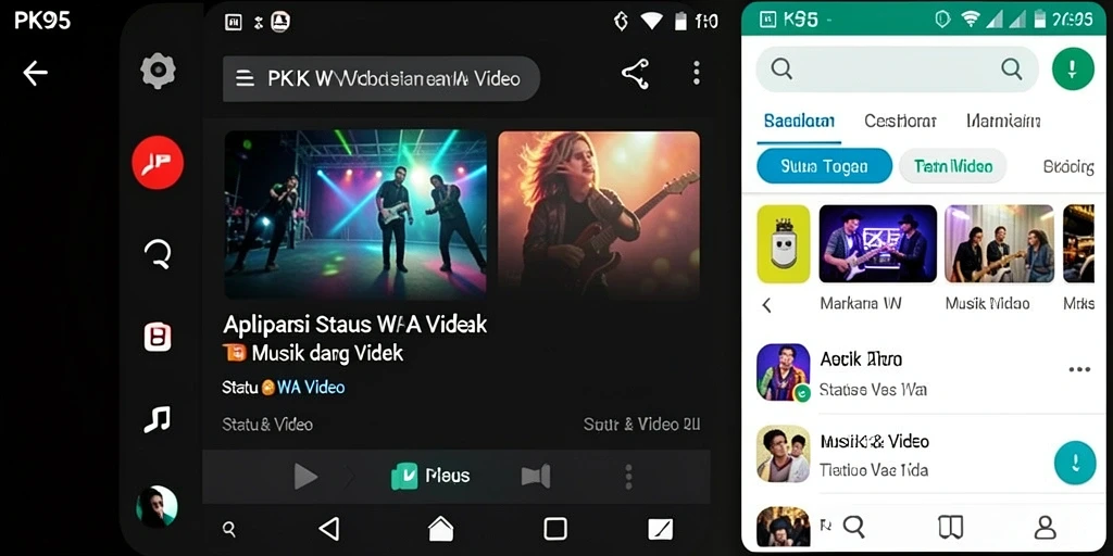Tampilan antarmuka PK95 yang sederhana dan menarik untuk Status WA Video.