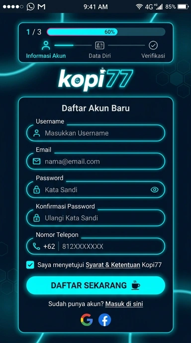 Buat Akun Baru di aplikasi kopi77 dengan Mudah